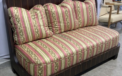Vintage Art Deco Pink & Green Upholstery Sofa