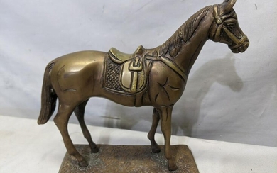 Vintage Bronze Horse w/ Saddle Sculpture
