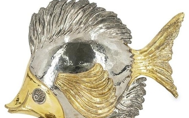 Vintage Italian Ceramic Silver & Gold Tropical Fish