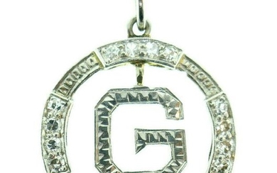 Vintage Platinum Diamond G Letter Charm
