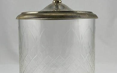 Vintage Silver Plated Etched Glass Canister