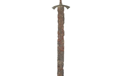 Ⓦ A SWORD IN 14TH/EARLY 15TH CENTURY STYLE, 19TH CENTURY, THE POMMEL PROBABLY 14TH/EARLY 15TH...
