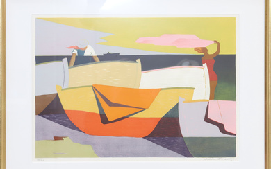 WALDEMAR LORENTZON. “By the coast”, lithograph, signed and numbered row174/360.