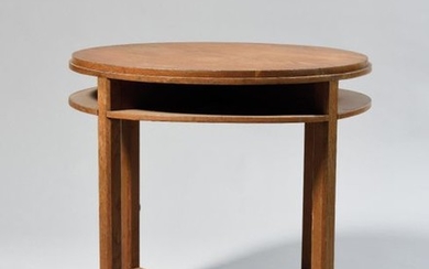 WORK OF THE 1930's Pedestal table with circular...