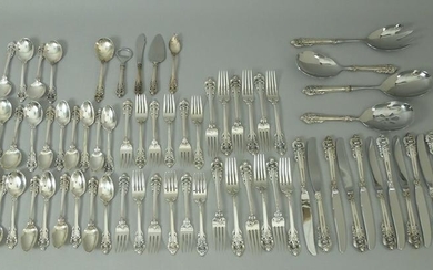 Wallace Grand Baroque Sterling Flatware, 69 Pieces.
