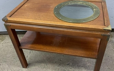 Walnut Stained Fruitwood and Porthole Side Table