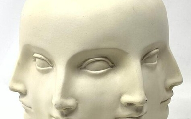 White Fornasetti Adler style Head Face Vase. Multiple h