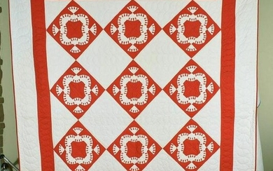 XL 40's Red & White "Mohawk Trail" Quilt