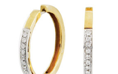 Yellow gold hoop earrings with white gold and...