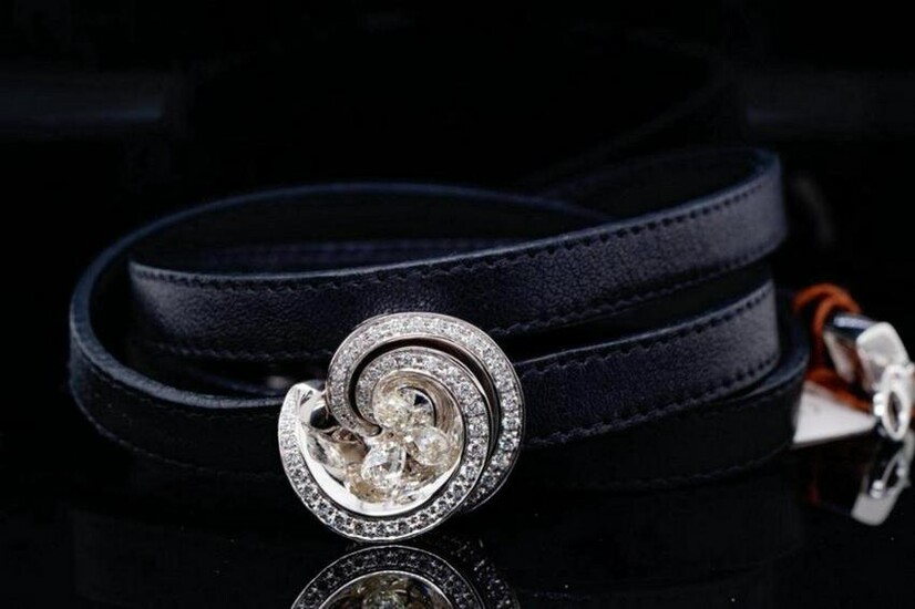 de Grisogono 2.90ctw Diamond, 18K & Leather Bracelet