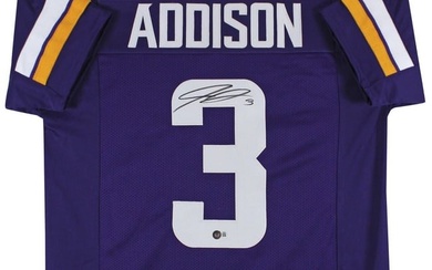 jordan addison authentic signed purple pro style jersey BAS witnessed