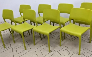 set 8 Knoll Stacking Plastic Chairs. Don Chadwick Spark