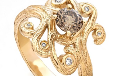 0.89 tcw VS1 Diamond Ring - 14 kt. Yellow gold - Ring - 0.81 ct Diamond - 0.07 ct Diamonds - No Reserve Price