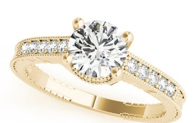 0.97 ctw Certified VS/SI Diamond Solitaire Antique Ring 14k Yellow Gold