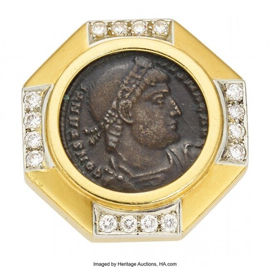 10131: Ancient Coin, Diamond, Platinum-Topped Gold Clip