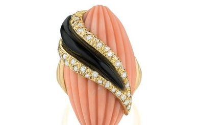 Andre Vassort Coral Onyx and Diamond Ring