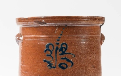 Cobalt-decorated Four-gallon Stoneware Crock