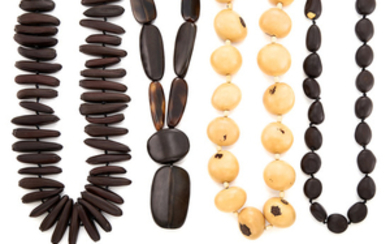 Group of Wood and Nut Necklaces