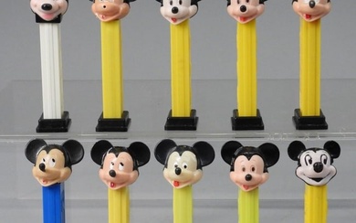 10PC Vintage PEZ Disney Mickey Mouse No Feet Group