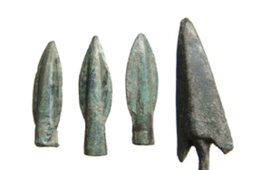 A group of 4 Greek bronze arrowheads