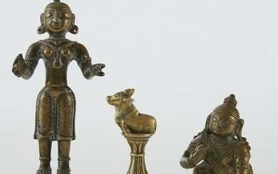 Grp: 3 Indian Bronzes of Radha Baby Krisha and Na