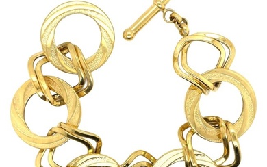 14 Karat Yellow Gold Different Shape Link Bracelet 24.6 Grams Made In Italy