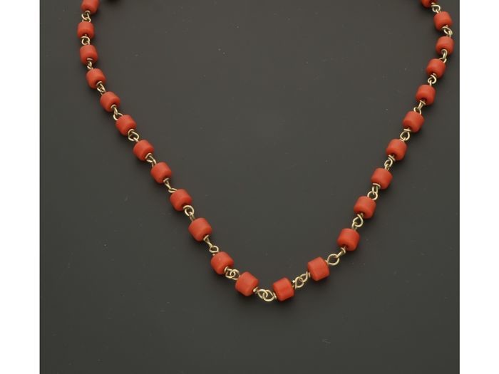 14 kt. Gold - Necklace Blood coral