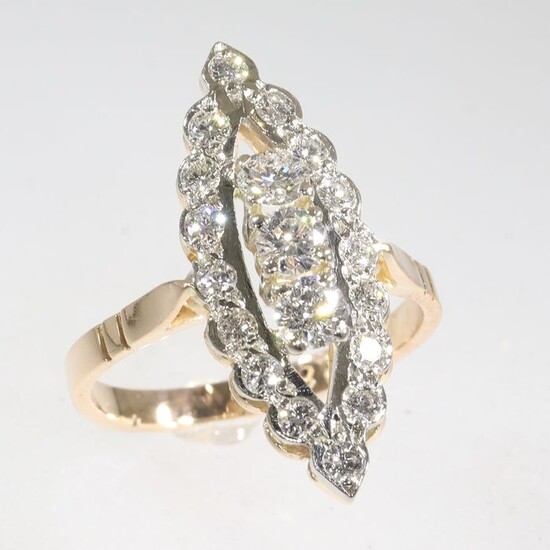14 kt. Pink gold, White gold - Ring - Diamonds, Total diamond weight 1.40 crt, Natural (untreated), Free resizing*