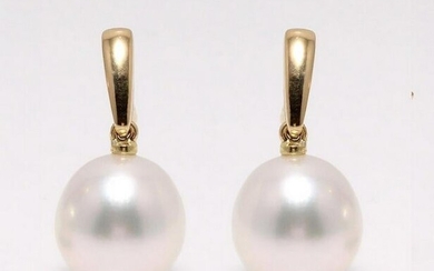 14 kt. Yellow Gold- 10x11mm South Sea Pearls - Earrings
