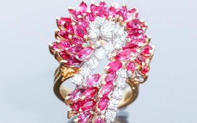 14K Diamond and Ruby Cocktail Ring