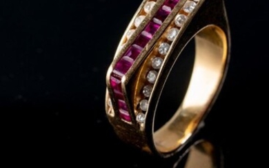 14K Gold, Ruby and Diamond Men's Ring.