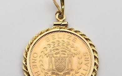 14KY Gold Bezel with Belize Gold Coin Pendant