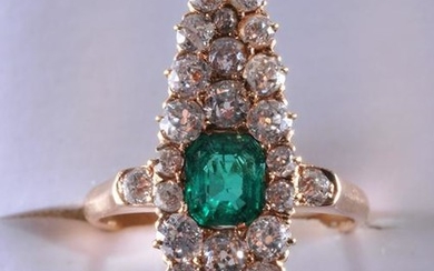 14k yellow gold, diamond, and emerald ring. 30
