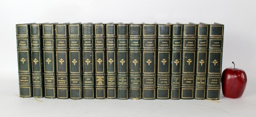 16 volumes Charles Dickens leather bound books