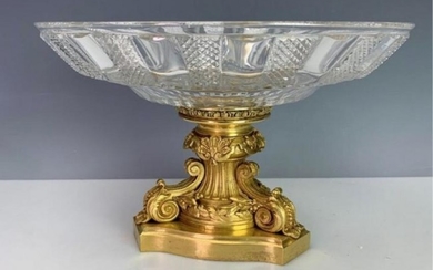 DORE BRONZE AND BACCARAT CRYSTAL TAZZA