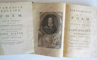 1759 JOHN MILTON 2 VOL. Paradise Lost & Paradise Regain'd Baskerville ANTIQUE