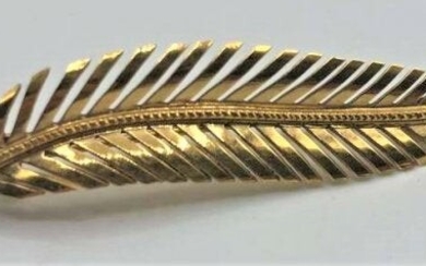 18 K Yellow Gold Quill Feather Pin / Brooch - Treviso