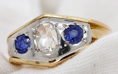 18 kt. Bicolour, White gold, Yellow gold - Ring - 0.40 ct Diamond - Sapphires