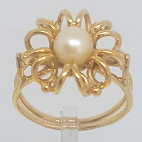 18 kt. Saltwater pearls, Yellow gold - Ring Pearl