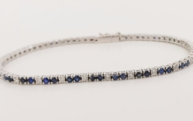 18 kt. White gold - Bracelet - 2.54 ct Sapphire - Diamond