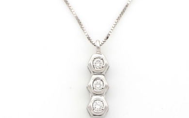 18 kt. White gold - Necklace, Necklace with pendant - 0.12 ct Diamonds