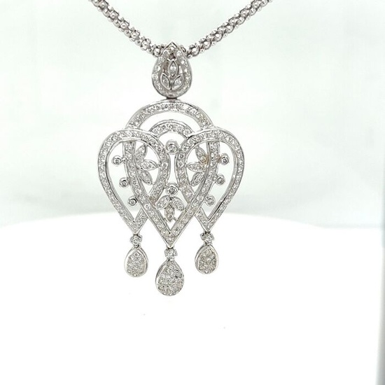 18 kt. White gold - Necklace with pendant - 1.65 ct Diamond