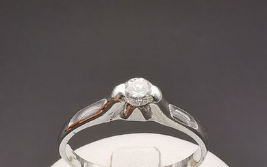 18 kt. White gold - Ring - 0.18 ct Diamond