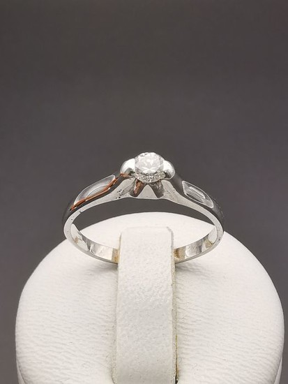 18 kt. White gold - Ring - 0.18 ct Diamond