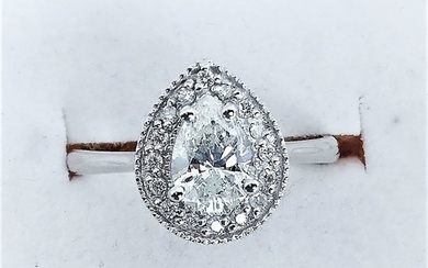 18 kt. White gold - Ring - 0.90 ct Diamond - Diamonds