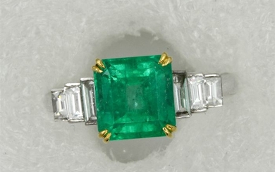 18 kt. White gold - Ring - 3.09 ct Emerald of Colombia, IGI Certificate - Diamonds