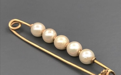 18 kt. Yellow gold - Brooch Pearl