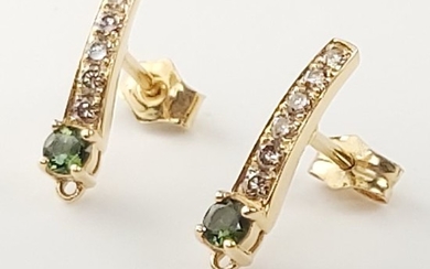 18 kt. Yellow gold - Earrings Diamond - Tourmaline