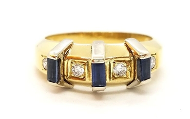 18 kt. Yellow gold - Ring Diamond - Sapphire