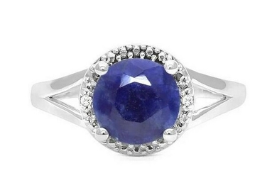 1.8CT Sapphire & Diamond Ring in Sterling Silver
